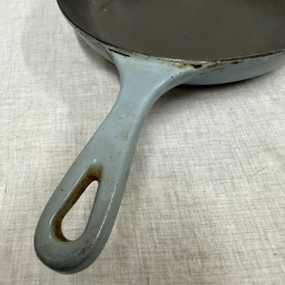 Le Creuset Blue Enameled Cast Iron Skillet 23 Frying Pan Made in France Vintage